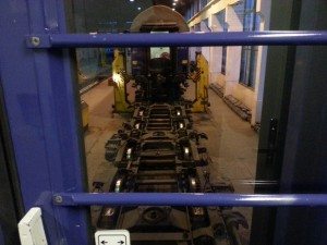 in brest (belarus) the tracks were different so here the entire bottom part of the train was changed as the train was lifted by huge jacks