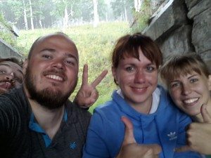 Under the tunnel: Nikolaj, me, Lucy, and Alena