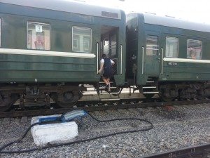Crossing the tracks and not having an actual platform is no problem!