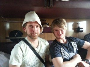 Matti looking angry and Nikolaj wearing the durag hat