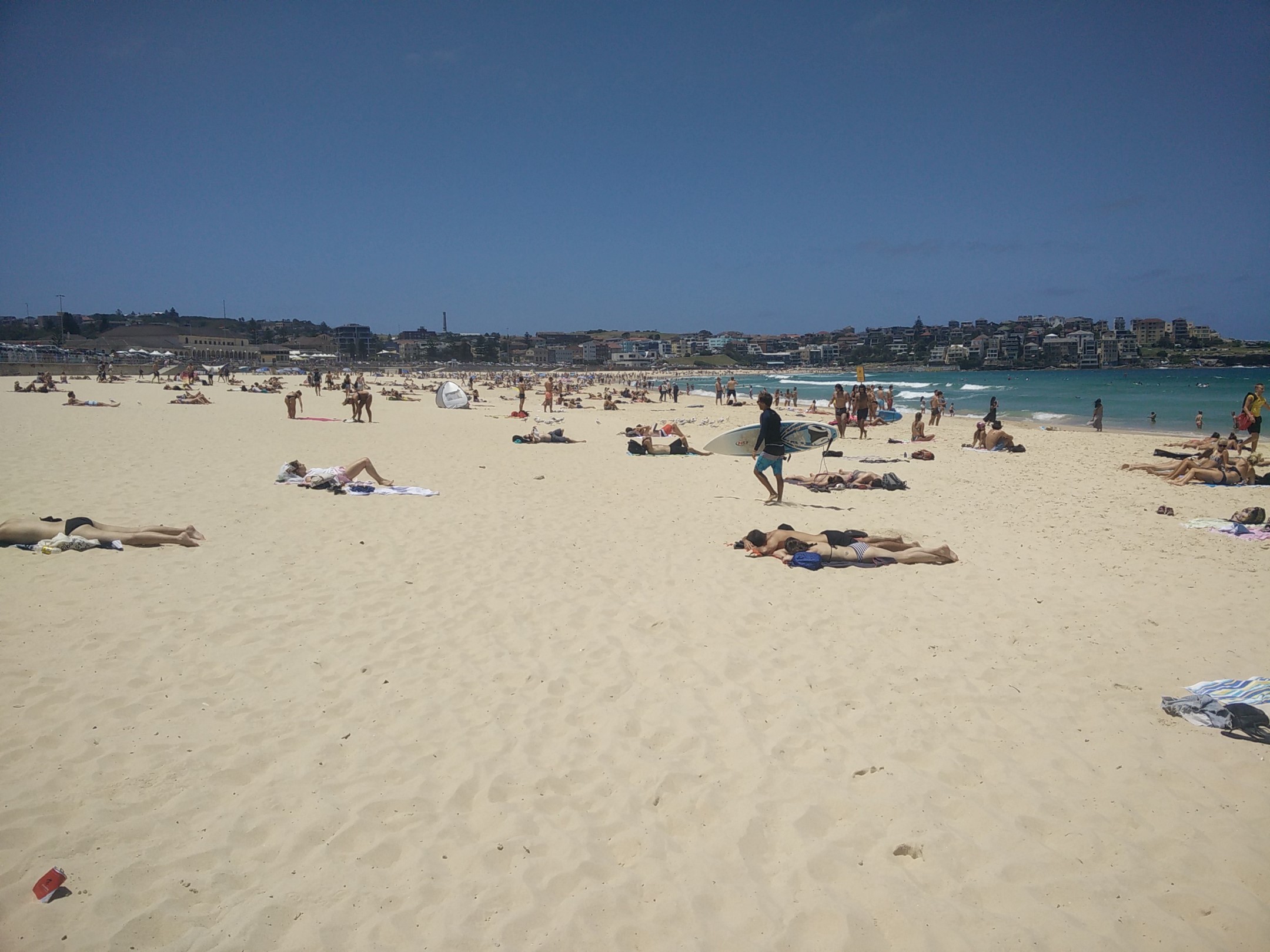 bondi beach in sydney with surfer