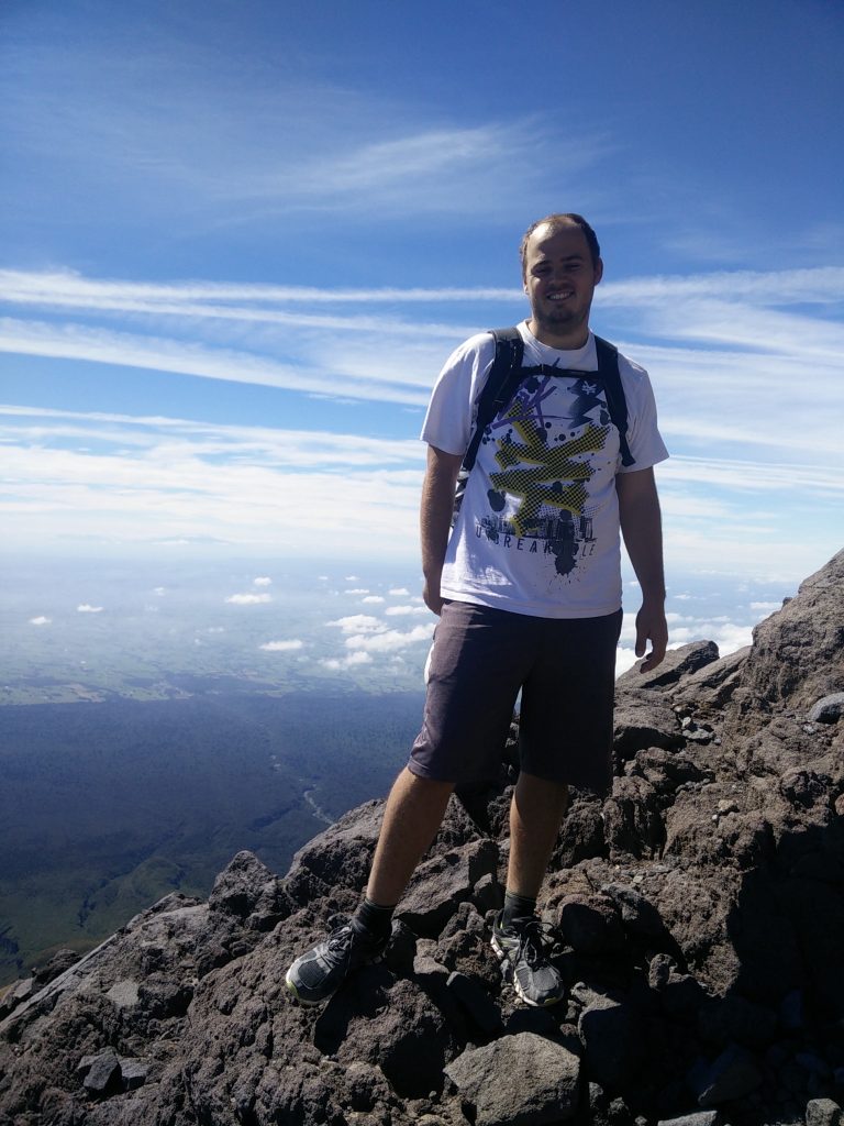 climbing mount taranaki new zealand at 45 degrees angle